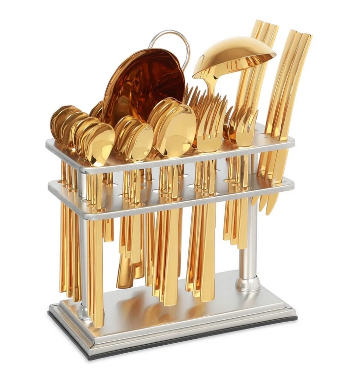 سرویس قاشق و چنگال ۳۸ پارچه Life Smile – استیل ضدزنگ با پایه نگهدارنده