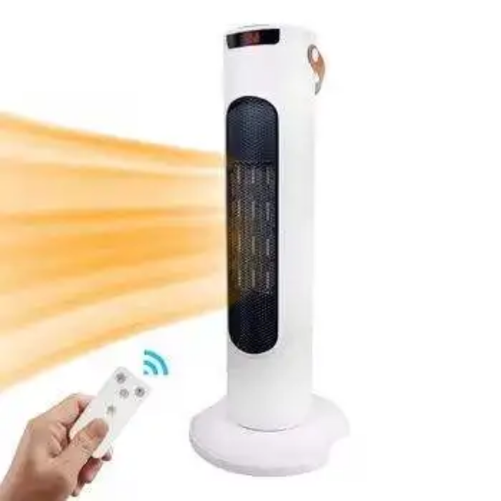 بخاری هوشمند ایستاده و چرخشی مدرن با پنل لمسی و ریموت کنترل | گرمای هوشمند برای خانه‌های شیک