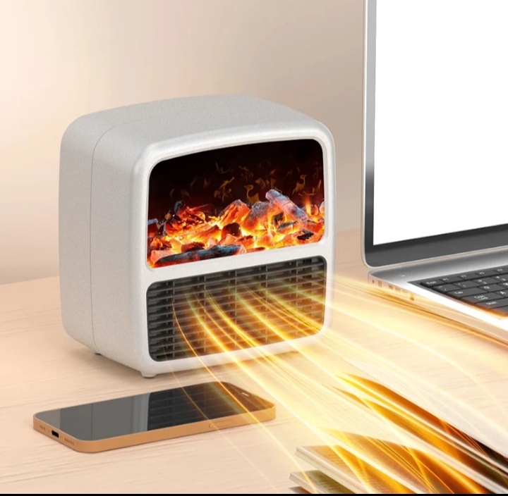 بخاری و اسپیکر برقی رومیزی مدل شومینه‌ای QN1 | گرمای دلنشین با طراحی کلاسیک