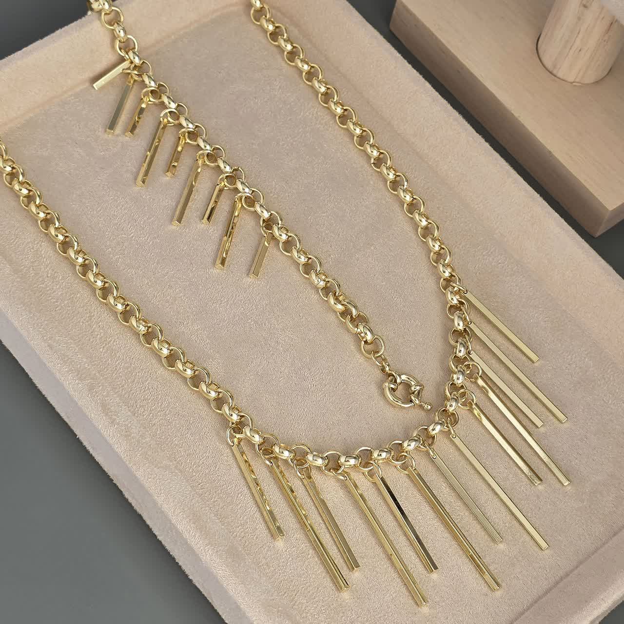 ست گردنبند و دستبند زنانه رنگ طلایی برند my accessory