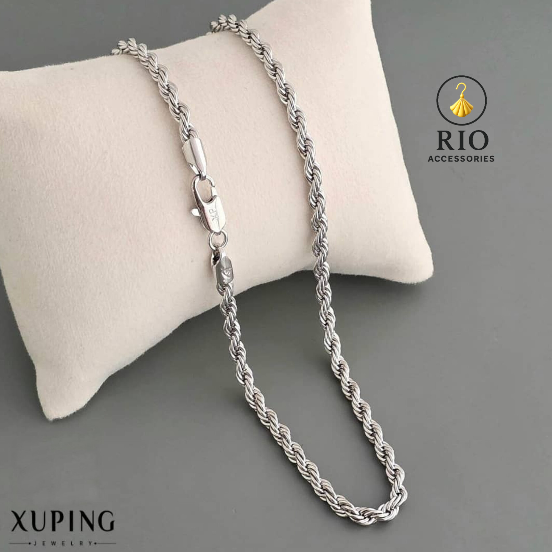 زنجیر زنانه و مردانه شیک برند ژوپینگ رنگ نقره ای