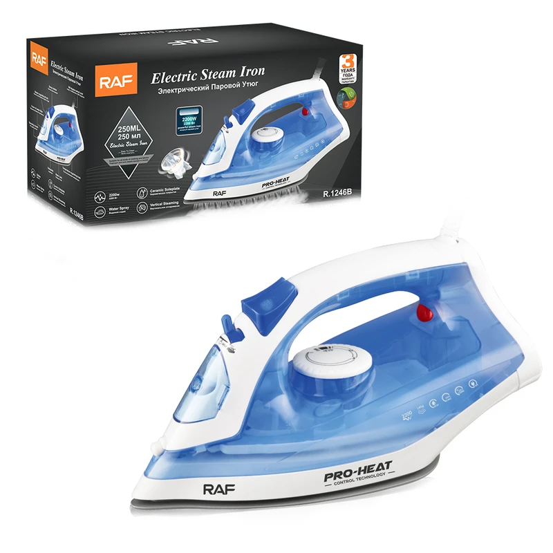 اتو بخار RAF مدل R-1246B | اتوکشی حرفه‌ای با بخار عمودی و کفه سرامیکی | ۲۲۰۰ وات